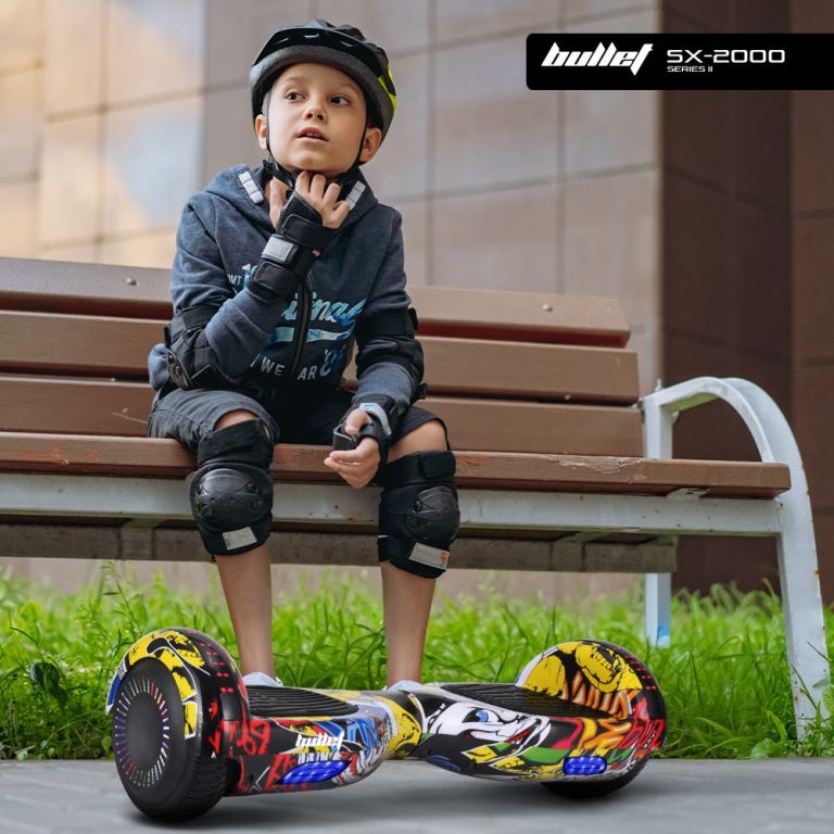 bullet sx 2000 hoverboard scooter, 500w brushless, ul certified, au compliant, superior self balancing system, led lights, hip hop design