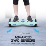 bullet sx 2000 hoverboard scooter, 500w brushless, ul certified, au compliant, superior self balancing system, led lights, mint green
