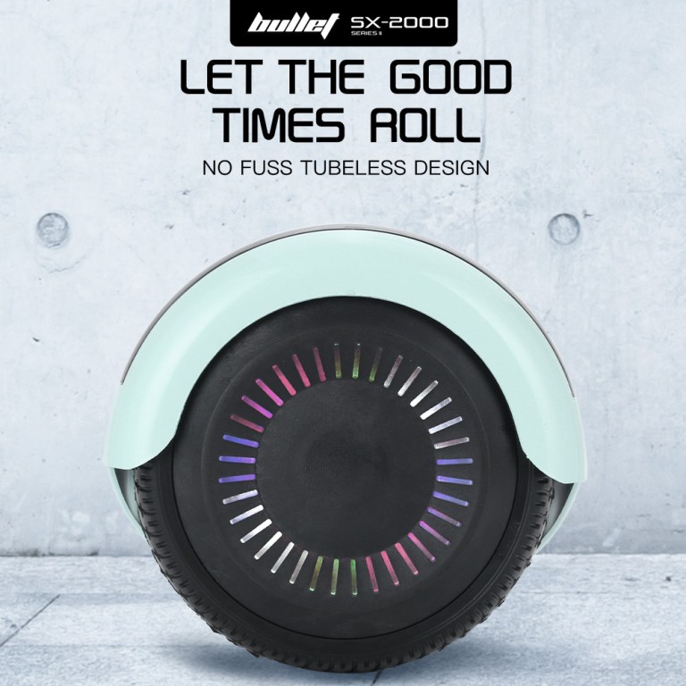 bullet sx 2000 hoverboard scooter, 500w brushless, ul certified, au compliant, superior self balancing system, led lights, mint green