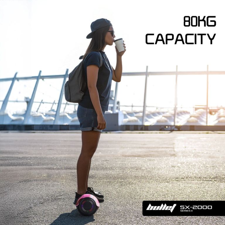 bullet sx 2000 hoverboard scooter, 500w brushless, ul certified, au compliant, superior self balancing system, led lights, pink camo