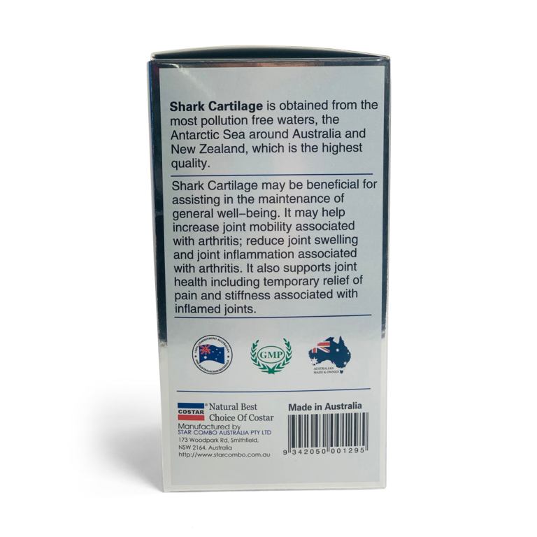 costar shark cartilage 750mg 365 capsules joint support supplement