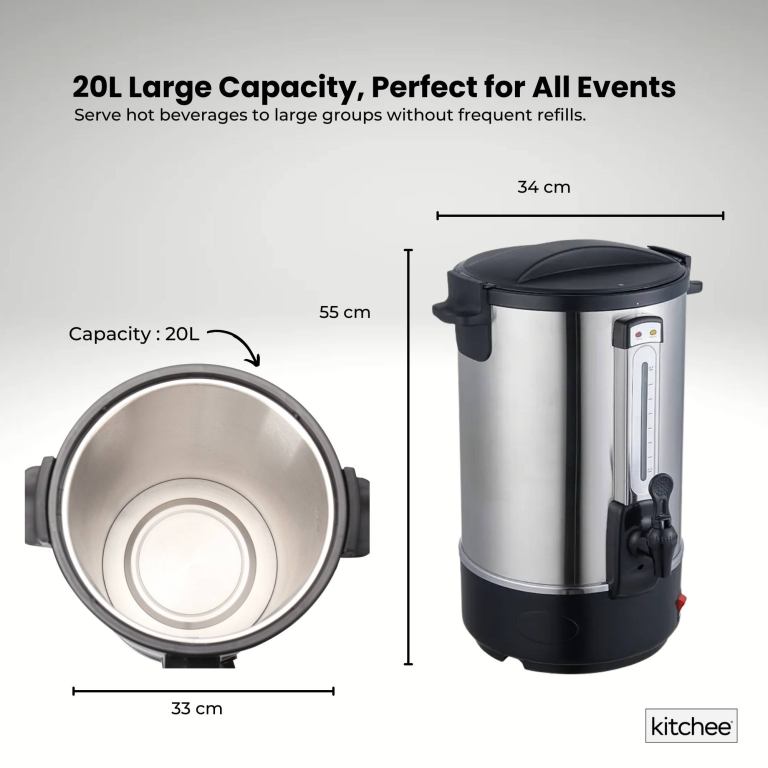 kitchee 20l electric water boiler stainless steel commercial hot liquid urn
