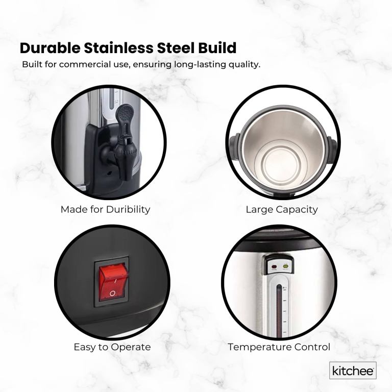 kitchee 20l electric water boiler stainless steel commercial hot liquid urn