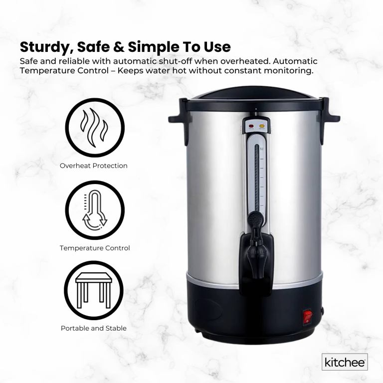 kitchee 20l electric water boiler stainless steel commercial hot liquid urn
