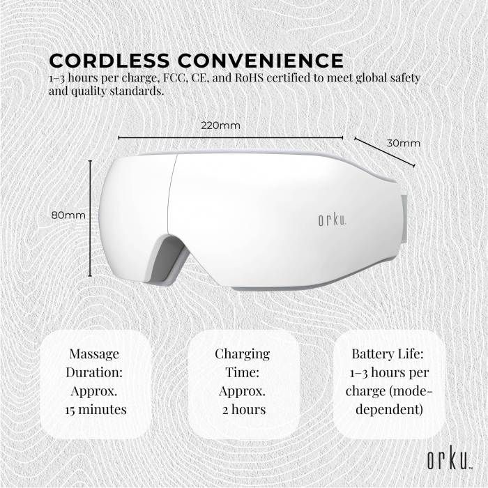 orku rechargeable eye massager – vibration heat pressure therapy with bluetooth orku rechargeable eye massager – vibration heat pressure therapy with bluetooth