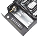 portable gas stove burner butane bbq camping gas cooker with non stick plate black
