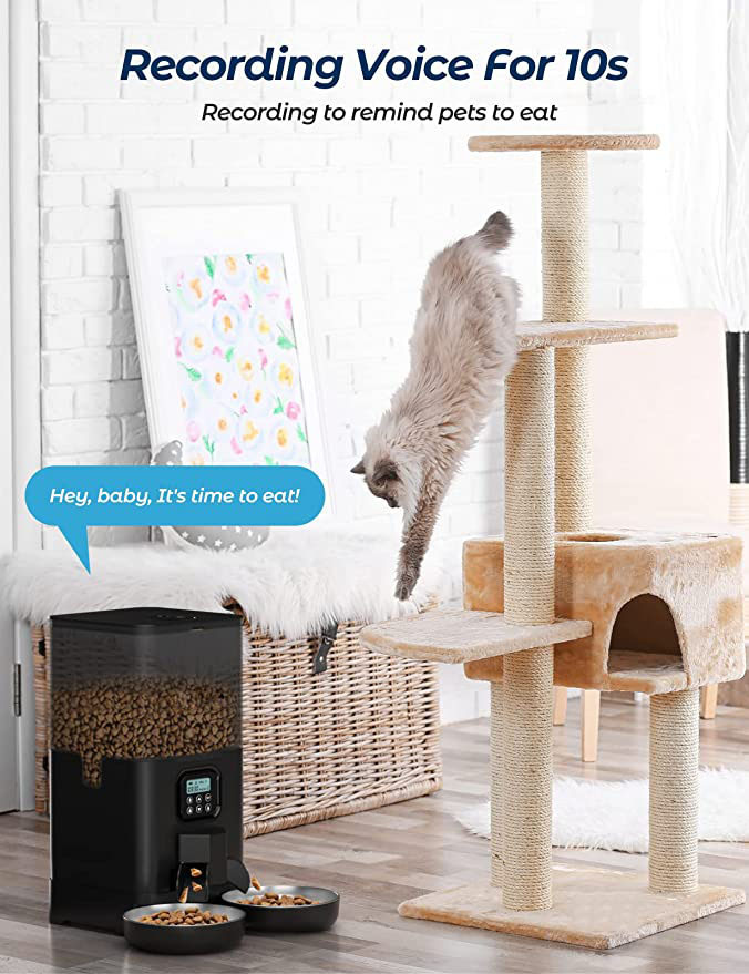 yes4pets 6l automatic digital pet dog cat feeder double food bowl dispenser