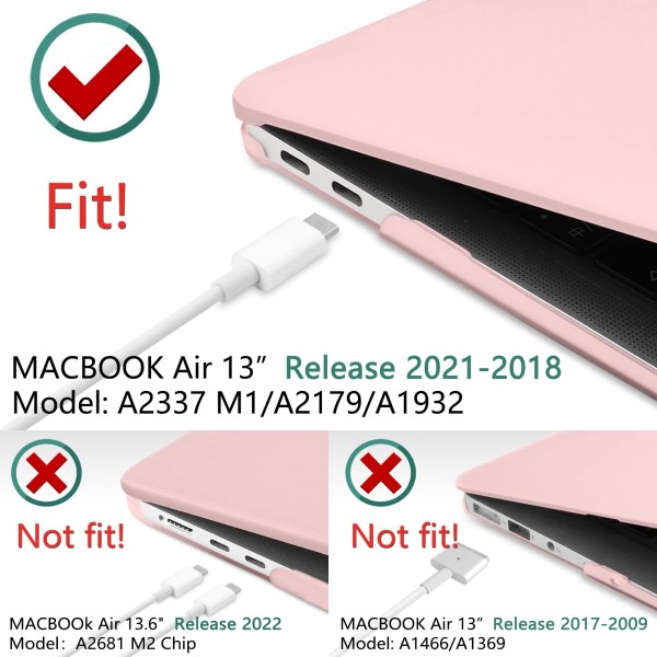 suitable for macbook air 13 inch case 2022 2021 2020 2019 2018, a1932, a2179, a2337 shell case keyboard cover