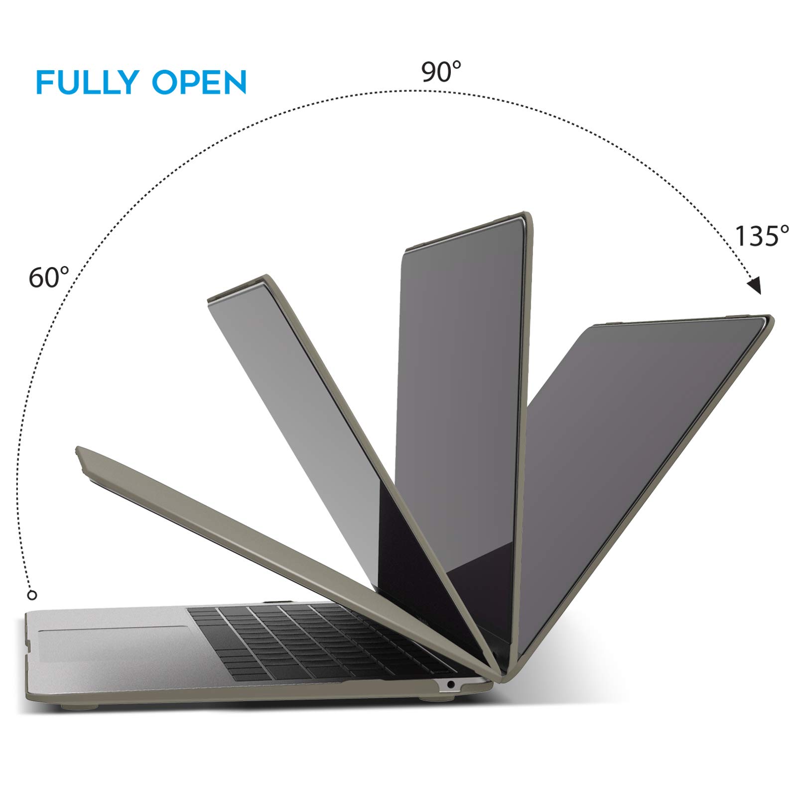 suitable for macbook air 13 inch case 2022 2021 2020 2019 2018, a1932, a2179, a2337 shell case keyboard cover grey