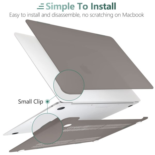 suitable for macbook air 13 inch case 2022 2021 2020 2019 2018, a1932, a2179, a2337 shell case keyboard cover grey