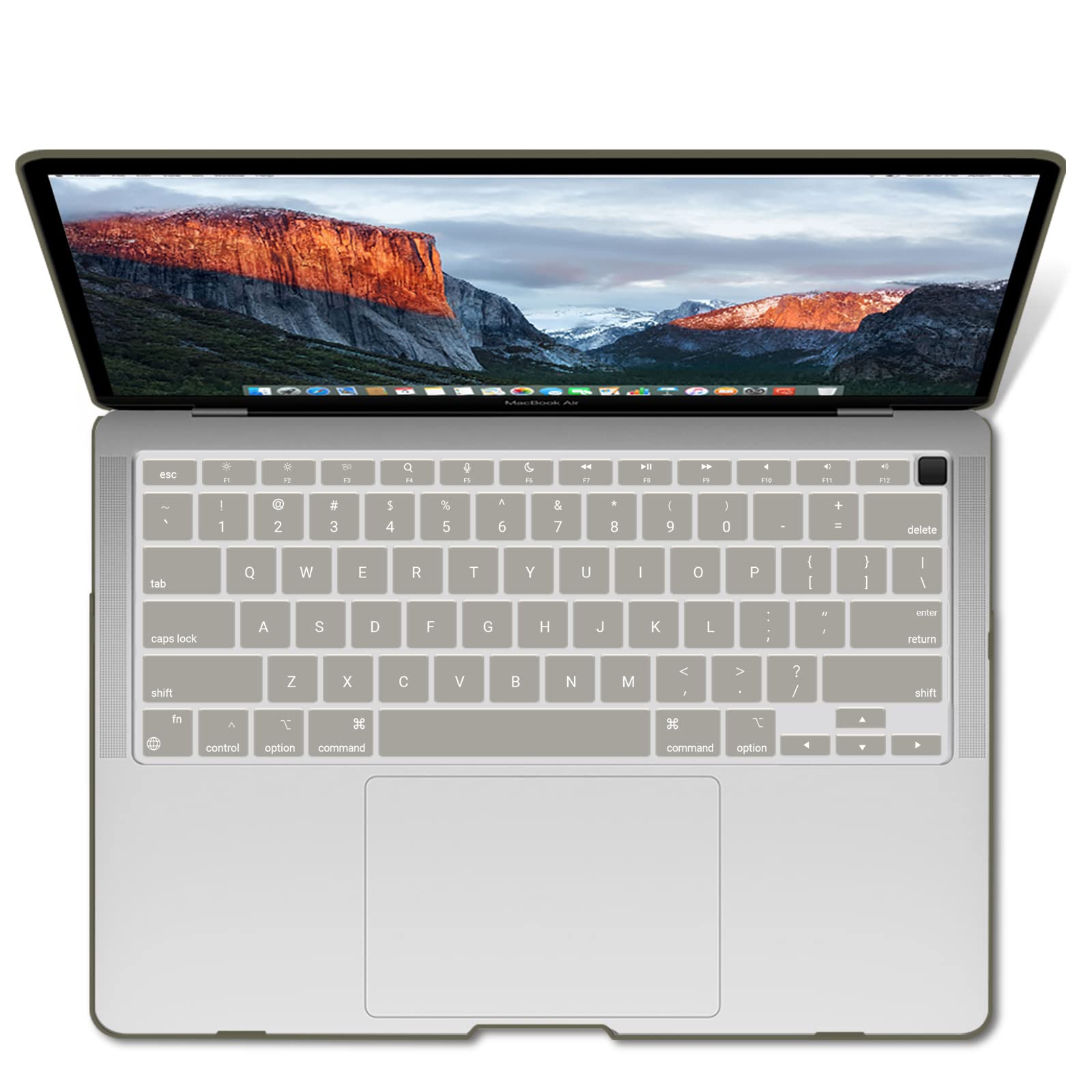 suitable for macbook air 13 inch case 2022 2021 2020 2019 2018, a1932, a2179, a2337 shell case keyboard cover grey