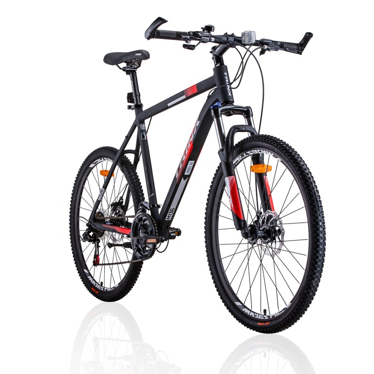 trinx mtb mens mountain bike 26 inch shimano gear 21 speed [colour: matt black white/red] [size of frame: 19 inches]