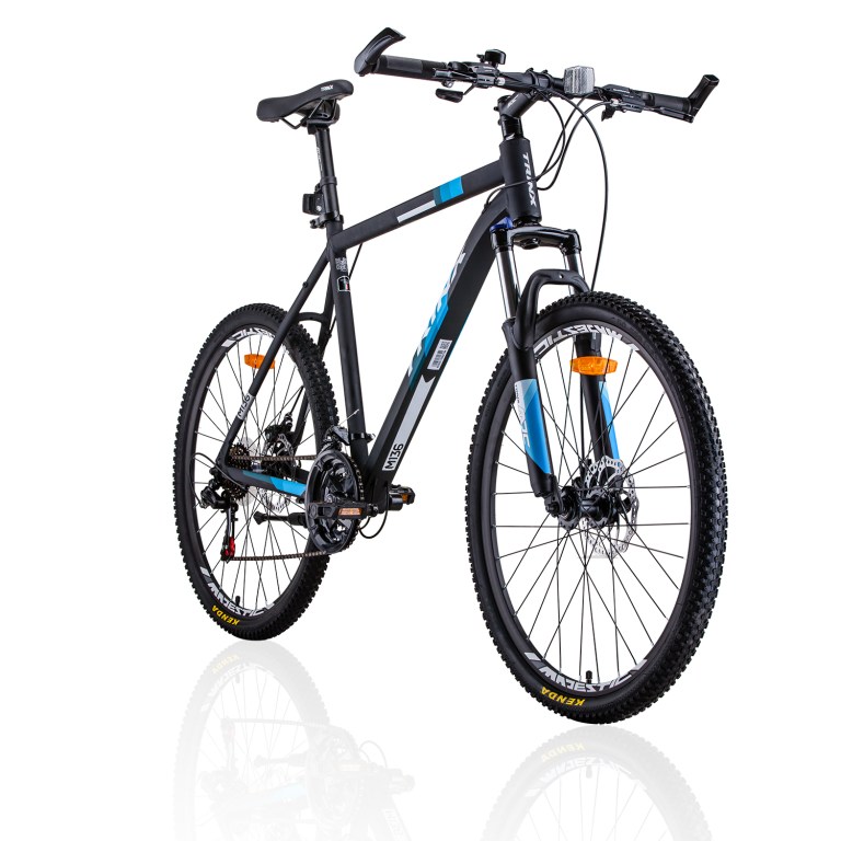 trinx mtb mens mountain bike 26 inch shimano gear 21 speed [colour: matt black white/blue] [size of frame: 21 inches]