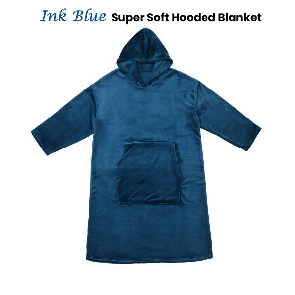 accessorize ink blue super soft hooded blanket small/medium