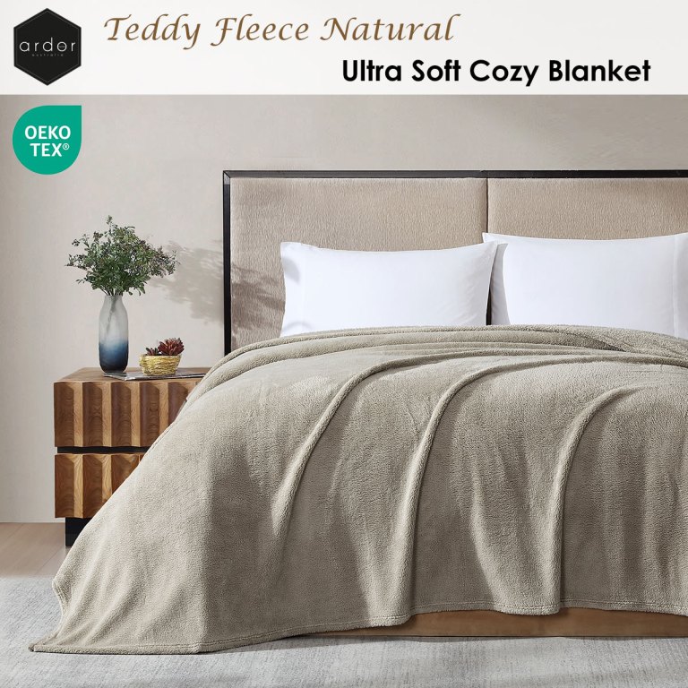 ardor teddy natural ultra soft cozy fleece blanket queen
