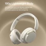 jr sy t7 bluetooth 5.4 over ear headset wireless headphones with noise cancelling mic (beige)