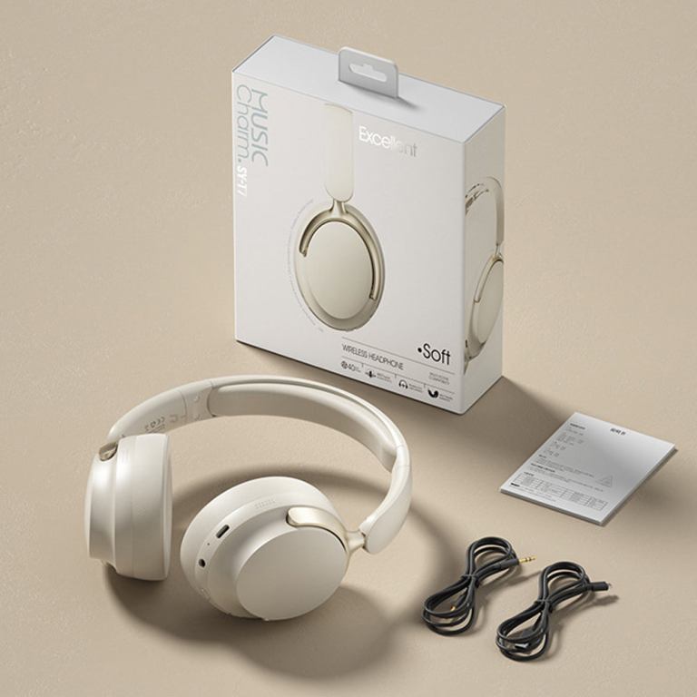 jr sy t7 bluetooth 5.4 over ear headset wireless headphones with noise cancelling mic (beige)
