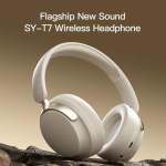 jr sy t7 bluetooth 5.4 over ear headset wireless headphones with noise cancelling mic (light blue)