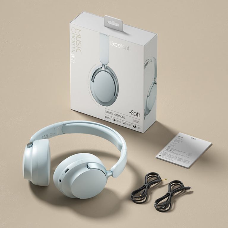jr sy t7 bluetooth 5.4 over ear headset wireless headphones with noise cancelling mic (light blue)