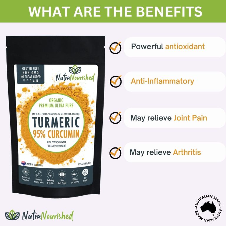 pure organic 95% curcumin powder (120g/2 months supply) 1500mg of turmeric extract buffered with black pepper