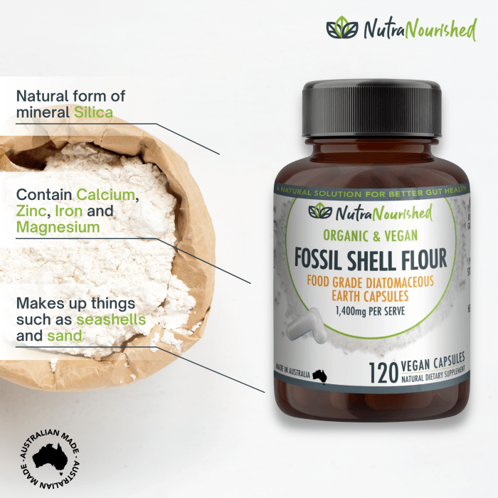 fossil shell flour capsules (vegan) food grade diatomaceous earth 120 caps
