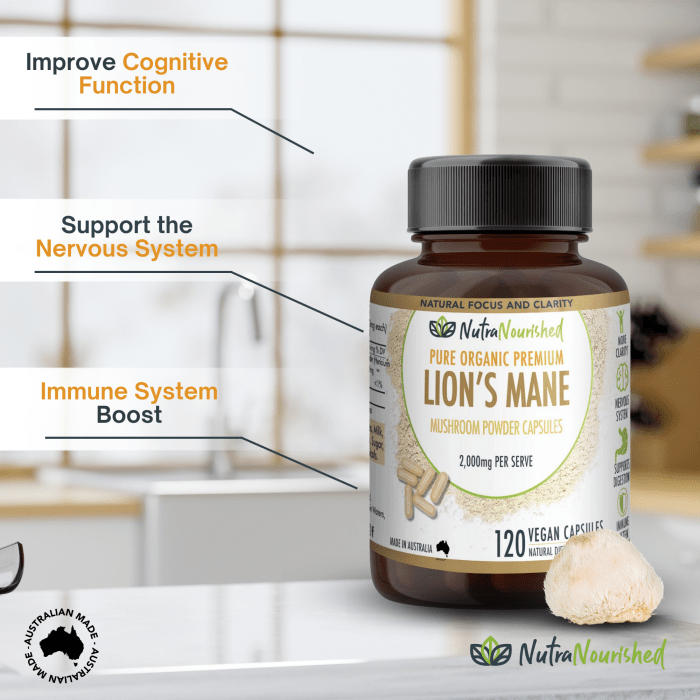lion's mane mushroom hericium erinaceus (2,000mg) 120 vegan capsules