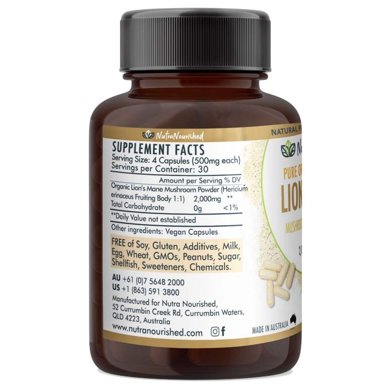 lion's mane mushroom hericium erinaceus (2,000mg) 120 vegan capsules