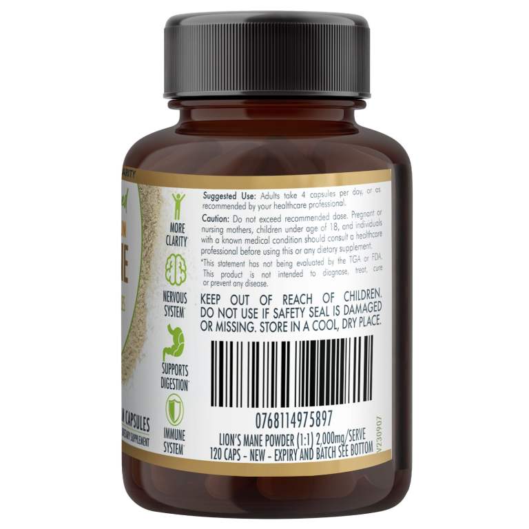 lion's mane mushroom hericium erinaceus (2,000mg) 120 vegan capsules