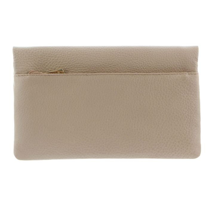 pierre cardin ladies womens genuine leather bi fold rfid purse wallet blush Beige leather clutch with gold zipper detail