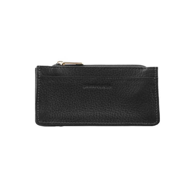 pierre cardin womens soft italian leather coin purse holder wallet black Black leather zip card holder wallet