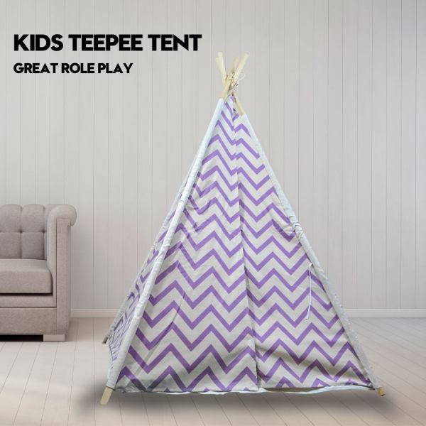 giant cotton canvas kids teepee wigwam children pretend play tent indoor outdoor party purple