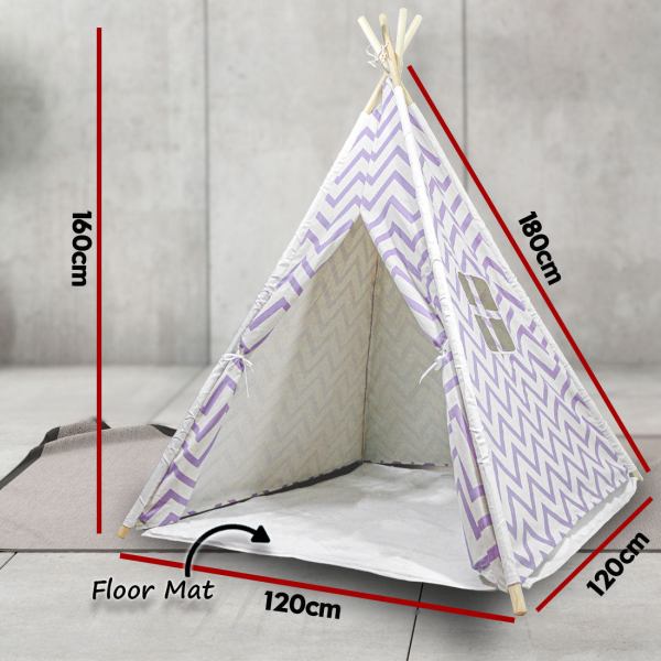 giant cotton canvas kids teepee wigwam children pretend play tent indoor outdoor party purple