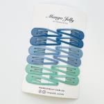 essential snap hair clips blue 6 pieces Blue and mint snap hair clips on card