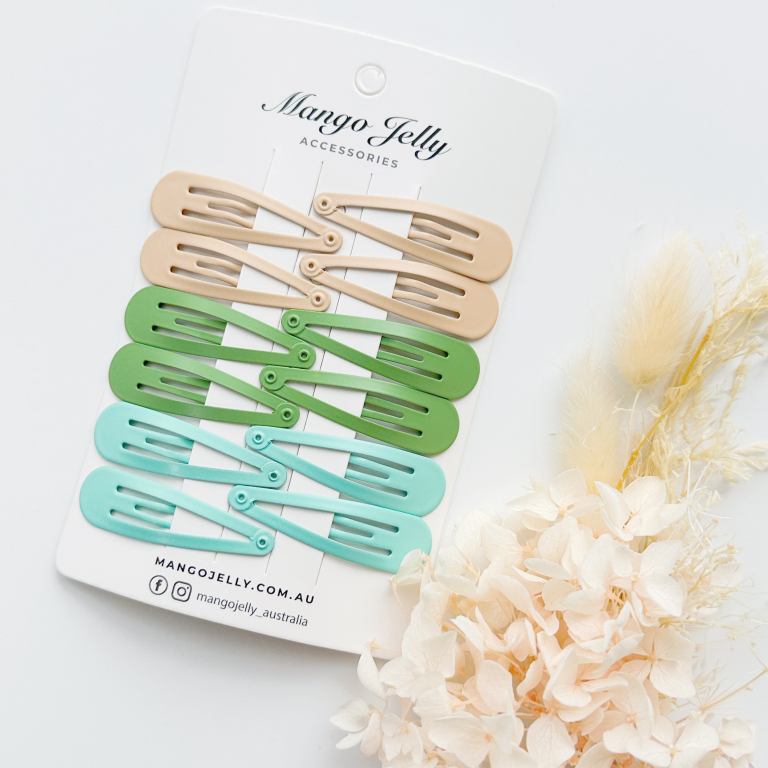 essential snap hair clips fresh 6 pieces Pastel snap hair clips on display card