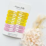 essential snap hair clips lemon 6 pieces Yellow and pink snap hair clips set
