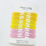 essential snap hair clips lemon 6 pieces Yellow and pink snap hair clips set