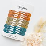 essential snap hair clips natural 6 pieces Colourful snap hair clips on display card