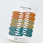 essential snap hair clips natural 6 pieces Colourful snap hair clips on display card