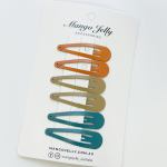 essential snap hair clips natural 6 pieces Colourful snap hair clips on display card