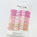 essential snap hair clips pink 6 pieces Pastel pink snap hair clips on display card