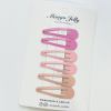 essential snap hair clips pink 6 pieces Pastel pink snap hair clips on display card