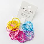 Colourful Mango Jelly hair elastics on display card