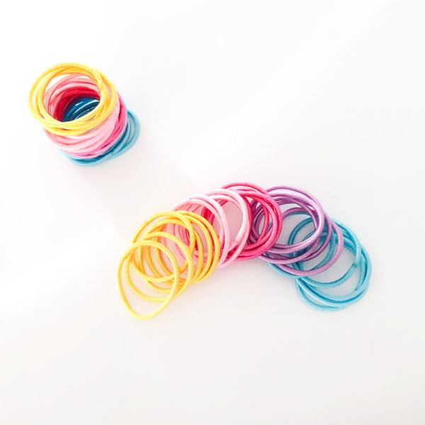 mango jelly kids hair ties (3cm) classic summer bright twin pack Colourful elastic hair ties on white background