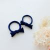 handmade simple bow metal free hair ties violet 1 pairs dusty purple Navy bow hair ties on white background