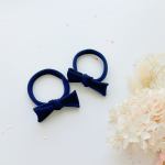handmade simple bow metal free hair ties violet 1 pairs dusty purple Navy bow hair ties on white background