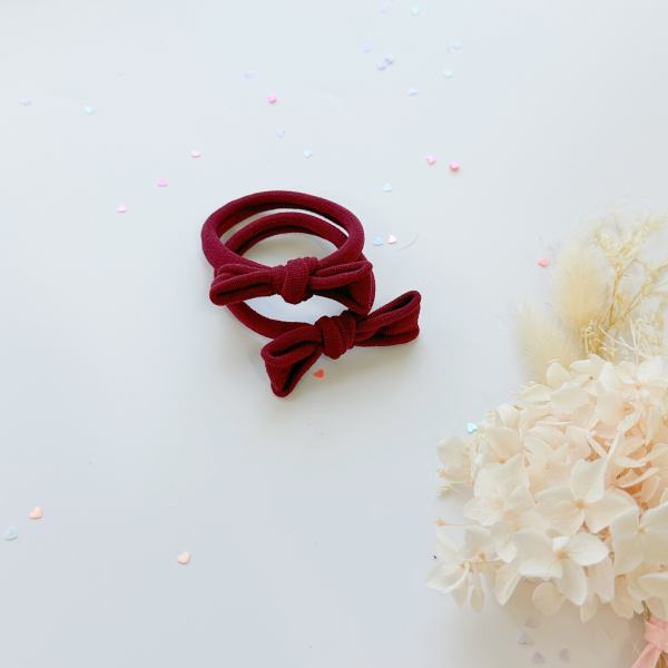 handmade simple bow metal free hair ties mustard 1 pairs grey Red bow headbands with pastel confetti and flowers