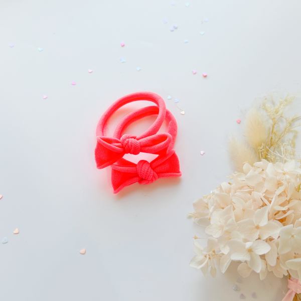 handmade simple bow metal free hair ties neon 1 pairs neon pink handmade simple bow metal free hair ties neon 1 pairs neon pink