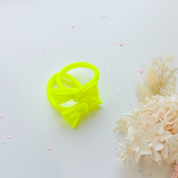 handmade simple bow metal free hair ties neon 1 pairs neon pink Neon yellow bow headband with dried flowers