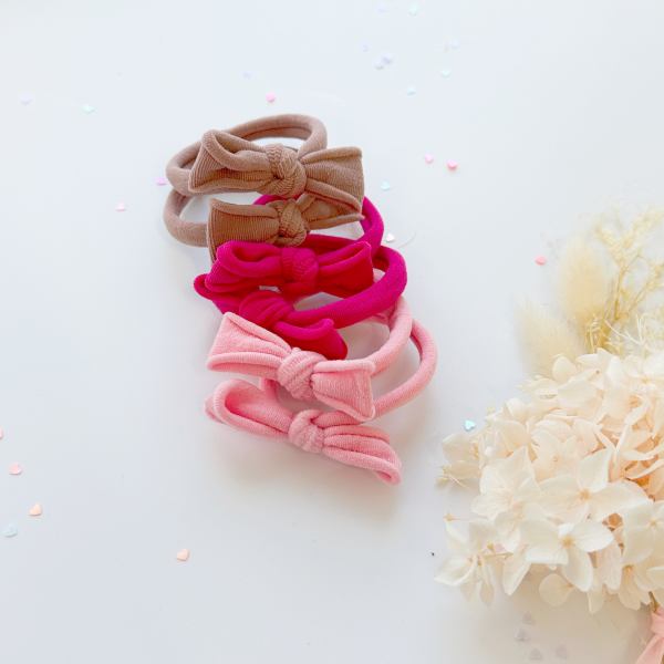 v659 ht metalfree bow 1p rosepink 202511101930 00.jpg Soft bow headbands in pink and beige tones