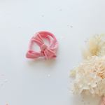 handmade simple bow metal free hair ties pink 1 pairs rose pink Pink bow headband on white background